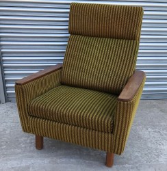 Danish High Back Chair Teak Arm Tops